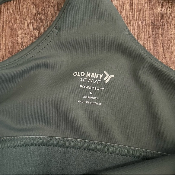 Old Navy Powersoft Racerback Crop Tank Top Built in Bra Olive Green Size Small - Picture 3 of 3